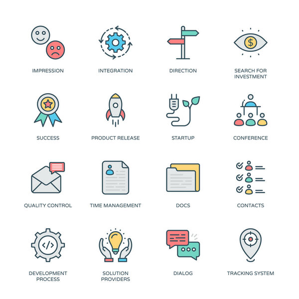 Иконки заполненных линий бизнеса и финансов, поглаженные - векторы