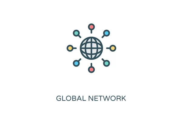 Icona Della Rete Globale Nel Vettore Logotipo — Vettoriale Stock