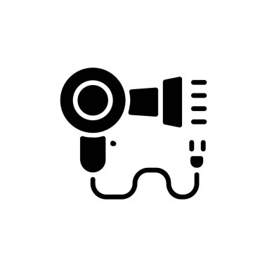 Saç kurutma ikonu vektörde. Logotype