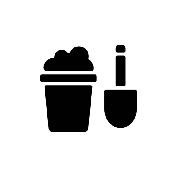 Sand Bucket Icono Vector Logotipo — Vector de stock