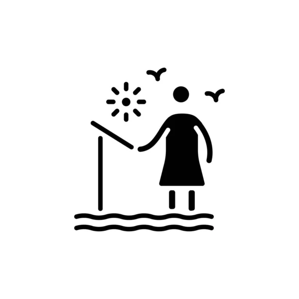 Ícone Pesca Vetor Logotipo — Vetor de Stock