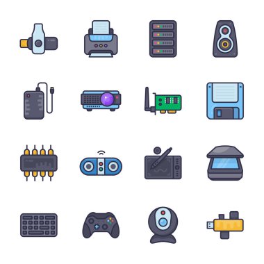 Bilgisayar Donanımı Doldurulmuş Simgeler - Okşanmış, Vektörler