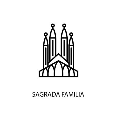 Sagrada Familia, Barselona, İspanya, vektör taslağı. Logotype