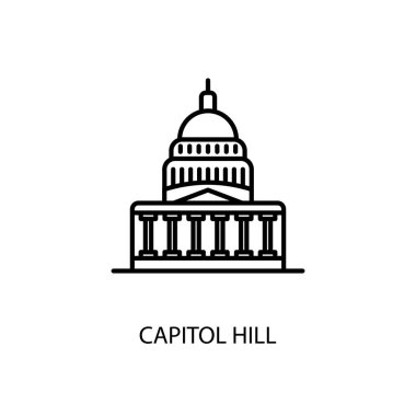 Capitol Hill, Washington, ABD, Vektör Tasviri. Logotype