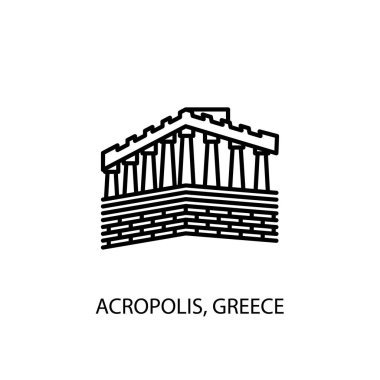 Akropolis, Yunan kireçtaşı tepesi, taşıyıcı olarak Athens Hattı Resimleri. Logotype