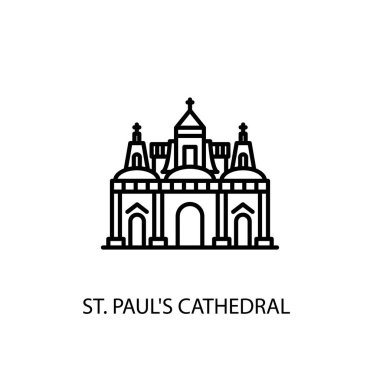 St. Paul Katedrali, Londra, vektör olarak uk Outline Illustration. Logotype