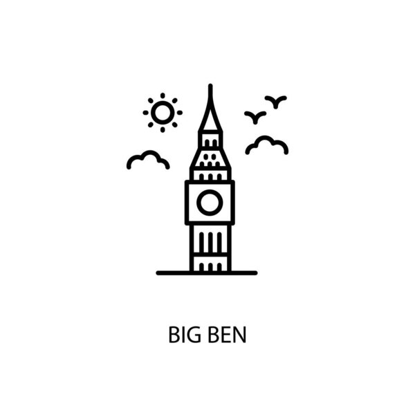 Big Ben, UK, London,  Outline Illustration in vector. Logotype