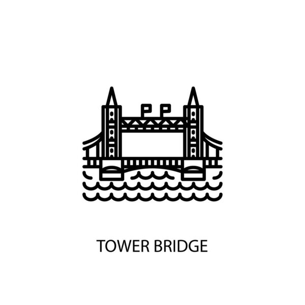 Tower Bridge, River Thames, London, Outline Illustration in vector. Logotype