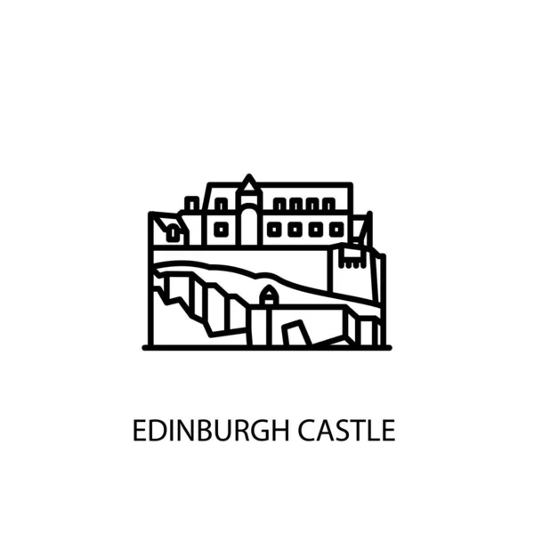 Edinburgh Castle Rock Scotland Outline Illustration Vector Logotype — Stock Vector