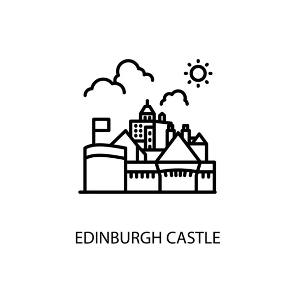 Edinburgh Castle Castle Rock Scotland Outline Illustration Vector — 스톡 벡터