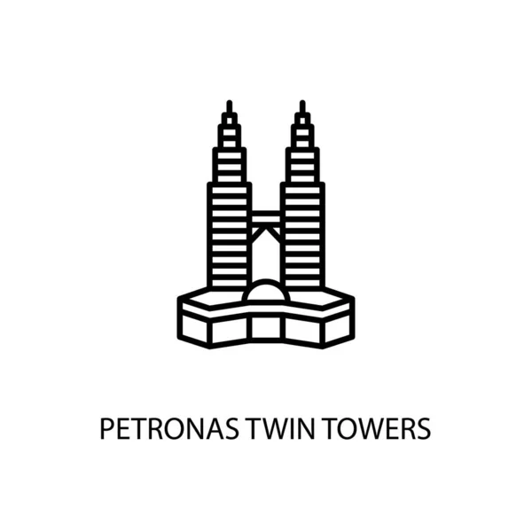Petronas Twin Towers Kuala Lumpur Malásia Esboço Ilustração Vetor Logotipo — Vetor de Stock