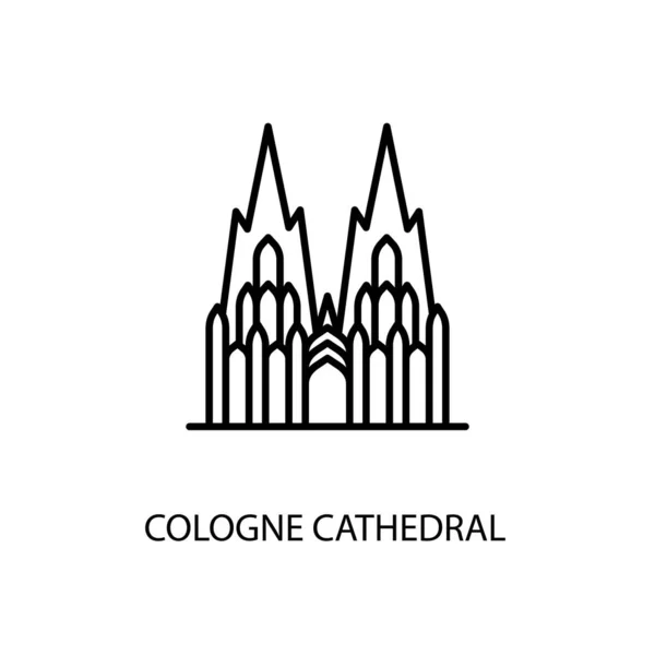 Catedral Colônia Colônia Alemanha Esboço Ilustração Vetor Logotipo — Vetor de Stock