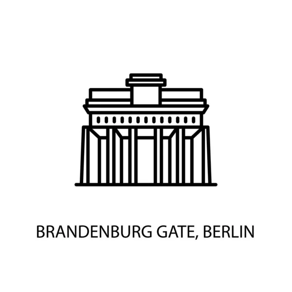 Brandenburg Gate Berlin Germany Outline Illustration Vector Logotype — Stock Vector