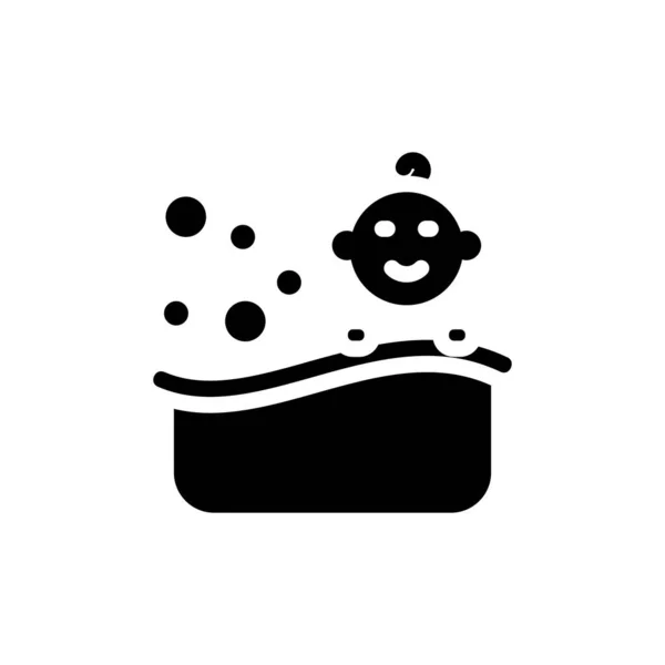 Bébé Icône Bain Dans Vecteur Logotype — Image vectorielle