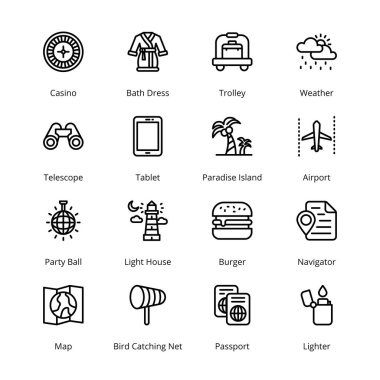Seyahat ve Turizm Simgeleri - Felç Edildi, Vektörler