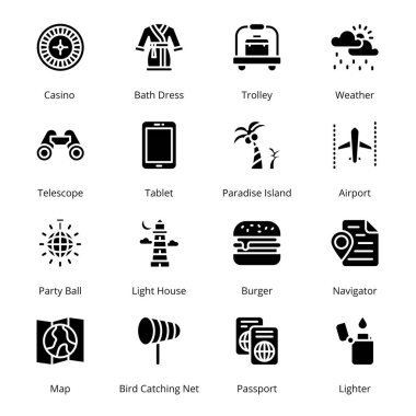 Seyahat ve Turizm Simgeleri - Sağlam, Vektörler