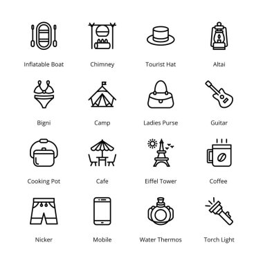 Seyahat ve Turizm Simgeleri - Felç Edildi, Vektörler