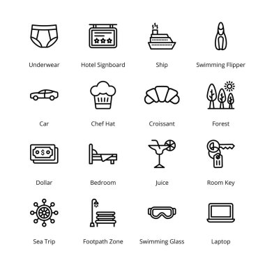 Seyahat ve Turizm Simgeleri - Felç Edildi, Vektörler