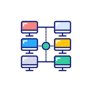 Vektör olarak Bilgisayar Ağı simgesi. Logotype