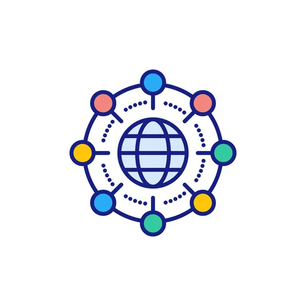 Ícone Rede Global Vetor Logotipo — Vetor de Stock