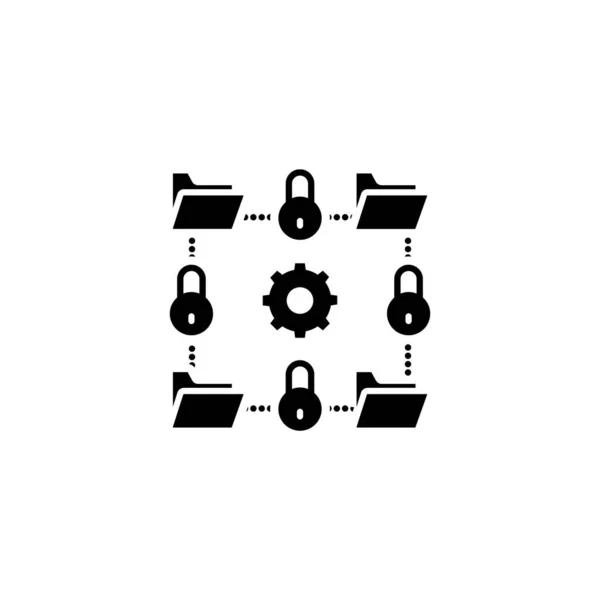 Veilig Pictogram Voor Gegevensuitwisseling Vector Logotype — Stockvector