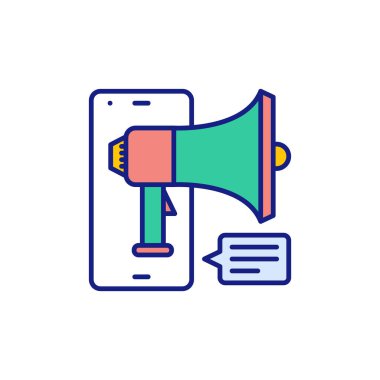 Vektör olarak SMS Pazarlama simgesi. Logotype