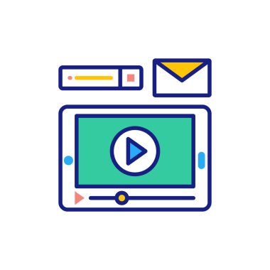 Vektör olarak video pazarlama simgesi. Logotype