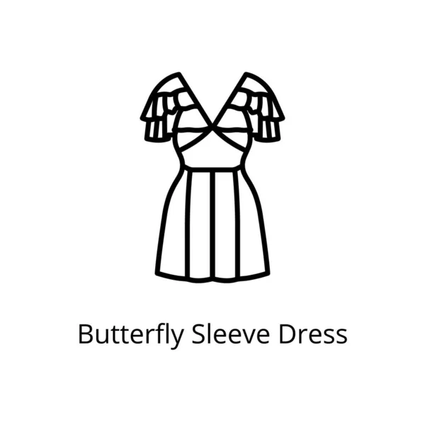 슬리브 드레스 아이콘 Butterfly Sleeve Dress Icon 벡터이다 — 스톡 벡터