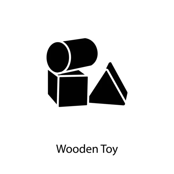Houten Speelgoed Icoon Vector Logotype — Stockvector
