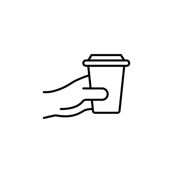 ハンドホールディングコーヒーアイコンベクトル ロゴタイプ — ストックベクタ