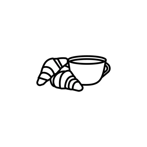 コーヒーとクロワッサンのアイコン ロゴタイプ — ストックベクタ