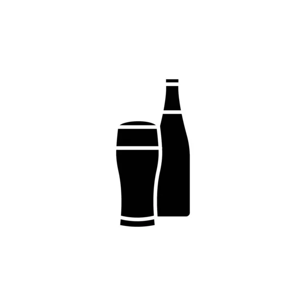 Μπουκάλι Μπύρας Και Γυάλινο Εικονίδιο Διάνυσμα Λογότυπο — Διανυσματικό Αρχείο