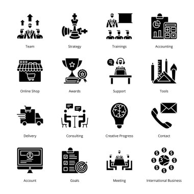 Akıllı İşletme Simgeleri - Katı, Vektörler;