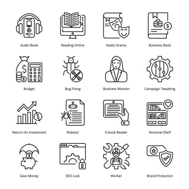 Akıllı İş Özeti Simgeleri - Okşanmış, Vektörler