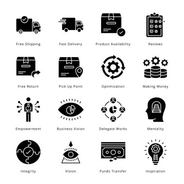 Akıllı İşletme Simgeleri - Katı, Vektörler;