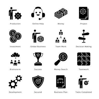 Akıllı İşletme Simgeleri - Katı, Vektörler;