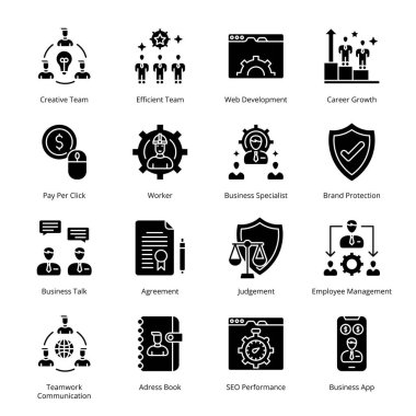 Akıllı İşletme Simgeleri - Katı, Vektörler;