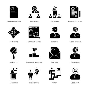 Akıllı İşletme Simgeleri - Katı, Vektörler;