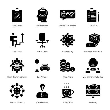 Akıllı İşletme Simgeleri - Katı, Vektörler;