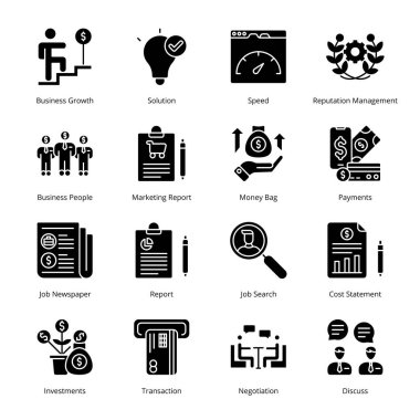 Akıllı İşletme Simgeleri - Katı, Vektörler;