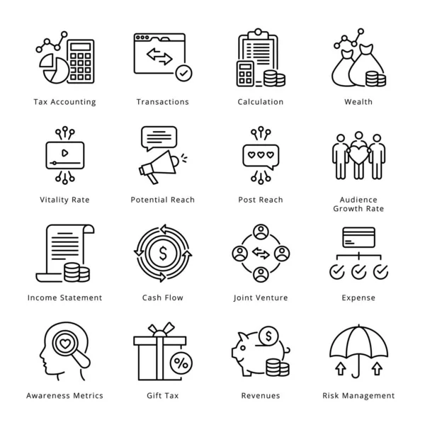 Smart Business Outline Icons Gestreift Vektoren — Stockvektor