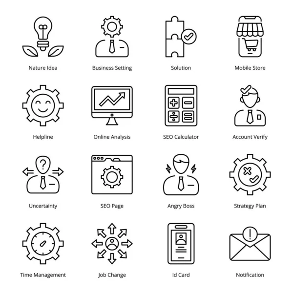 Smart Business Outline Icons Gestreift Vektoren — Stockvektor