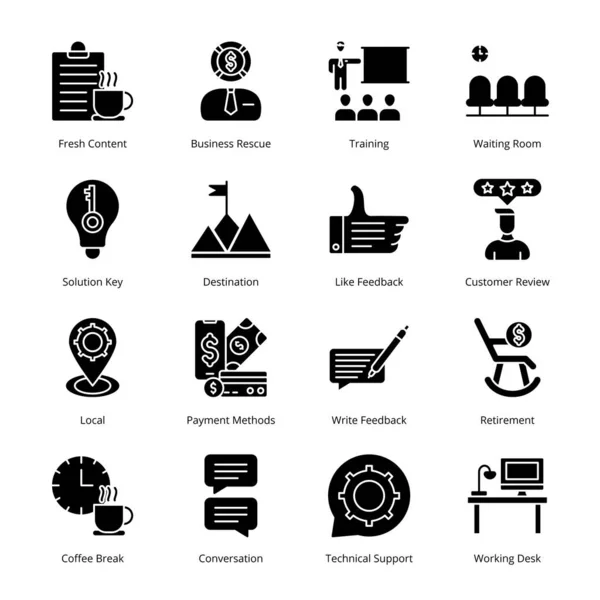 Smart Business Glyph Icons Solide Vektoren — Stockvektor