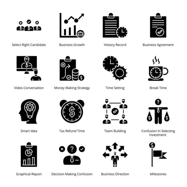 Smart Business Glyph Icons Στερεά Διανύσματα — Διανυσματικό Αρχείο