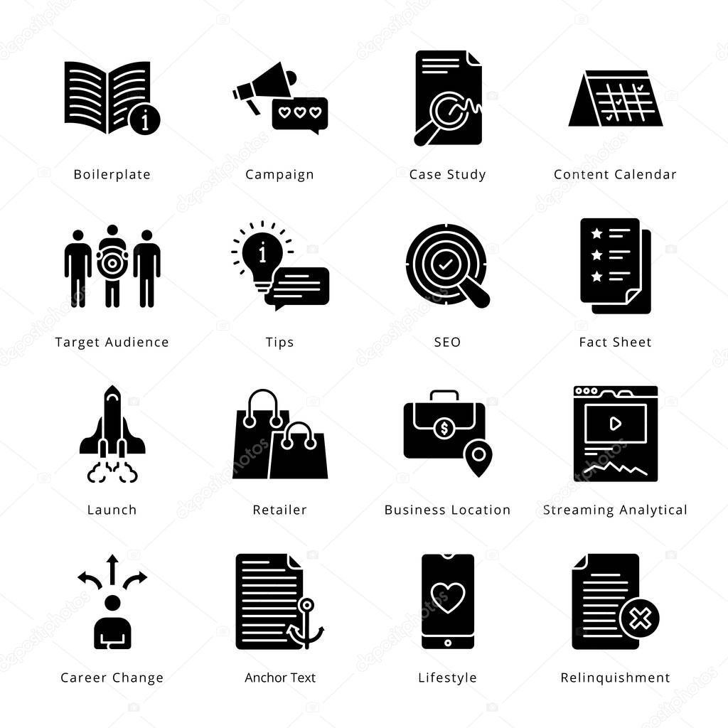 Smart Business Glyph Icons - Solid, Vectors;