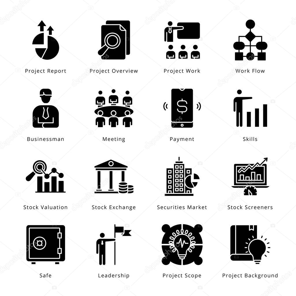 Smart Business Glyph Icons - Solid, Vectors;