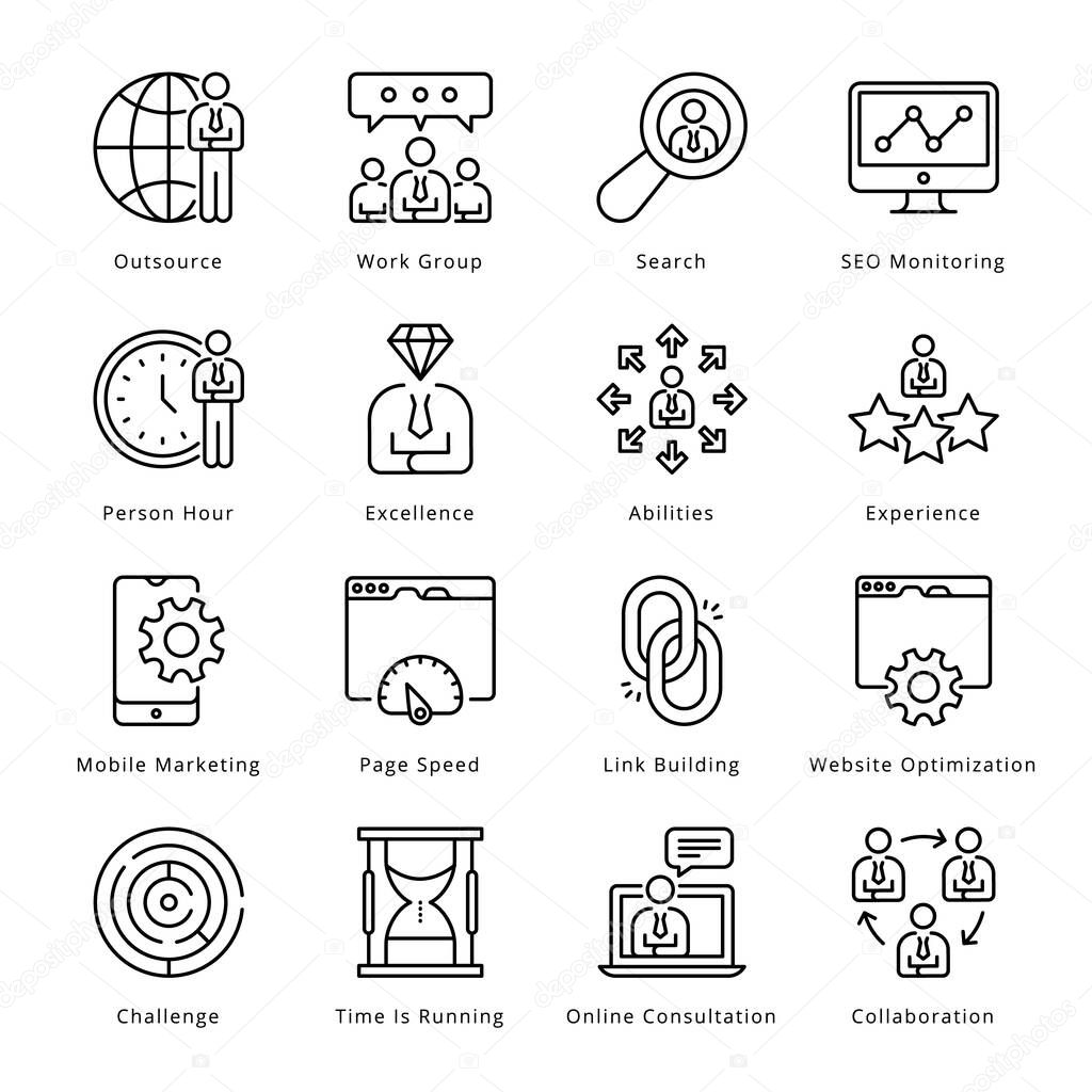 Smart Business Outline Icons - Stroked, Vectors