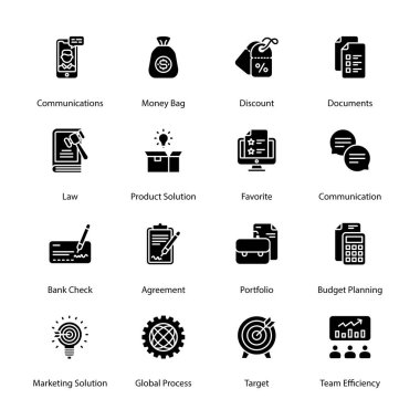 İş Glifi Simgeleri - Katı, Vektörler