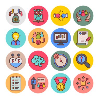 Açılış Düz Yuvarlak Simgeleri - Vektörler