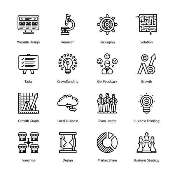 Startup Outline Icons Stroked Vectors — Archivo Imágenes Vectoriales